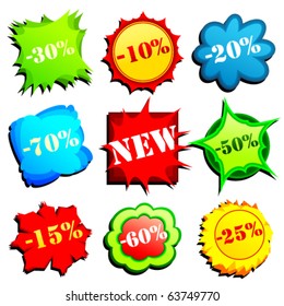 Vector set of sale tags