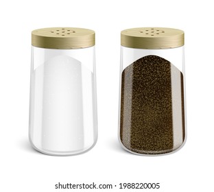 Vector set of salt and pepper shakers, isolated on a white background.