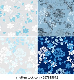 Vector Set Samples Floral Flowers Pattern Texture 