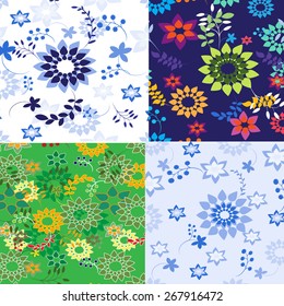 Vector Set Samples Floral Flowers Pattern Texture 