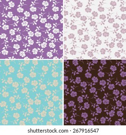 Vector Set Samples Floral Flowers Pattern Texture 