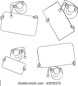 Vector set of Santa with blank posters