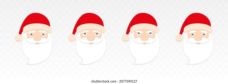 Evolución de las emociones de santa claus. Emociones santa claus png, sticker, emoji png. Navidad, vacaciones.