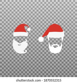 Vector Set Of Santa Claus Head. Santa Claus Beard Png. PNG Santa Claus. Christmas Picture.