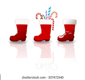 Vector Set Of Santa Clause Boots