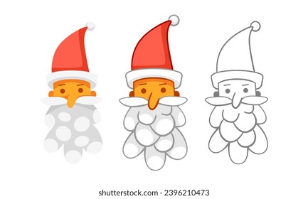 Conjunto de vectores de Santa Clauses en estilo de caricatura.
