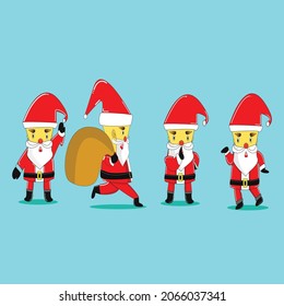 vector a set of santa consists of several gestures suitable for stickers, ornaments, and other design needs