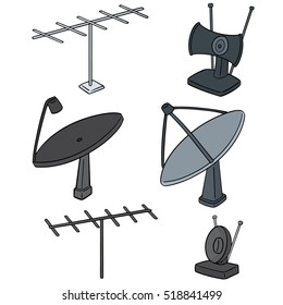 vector set of satellite dish and antenna