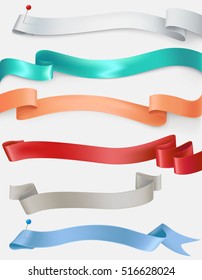 Conjunto vetorial de fitas de cetim em cores diferentes