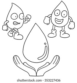 vector set of save water cartoon