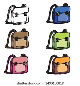 Vector set of school bags isolated on white background