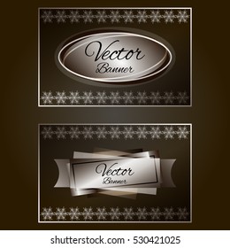Vector set of school banners  brown.
