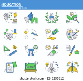 Vector set of School and college education icons in thin line style. Website UI and mobile web app icon. Outline design illustration