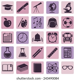 Vector Set of  School Icons.