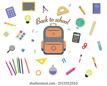 Vector set of school items. Back to School.