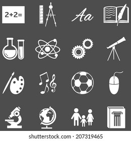 Vector Set of  School Subjects Icons.