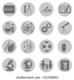 Vector Set of  School Subjects Icons.