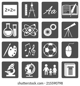 Vector Set of  School Subjects Icons.