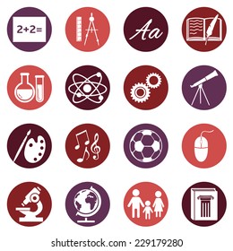 Vector Set of  School Subjects Icons.