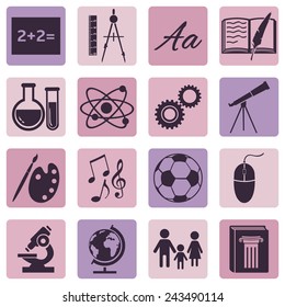 Vector Set of  School Subjects Icons.