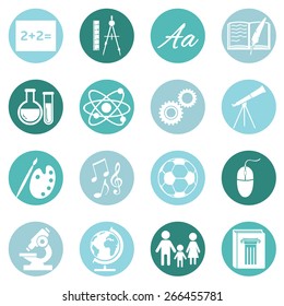 Vector Set Of  School Subjects Icons.