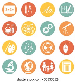 Vector Set Of  School Subjects Icons.