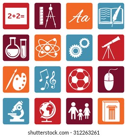 Vector Set of  School Subjects Icons.