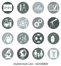 Vector Set of  School Subjects Icons.