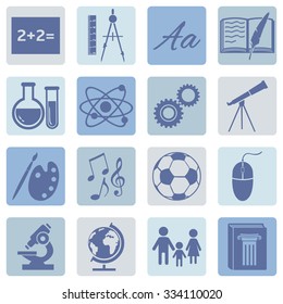 Vector Set of  School Subjects Icons.