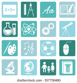 Vector Set of  School Subjects Icons.
