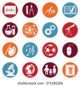 Vector Set Of  School Subjects Icons.