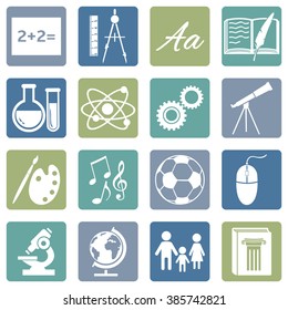 Vector Set Of  School Subjects Icons.