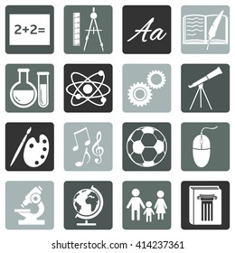 Vector Set of  School Subjects Icons.
