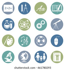 Vector Set Of  School Subjects Icons.