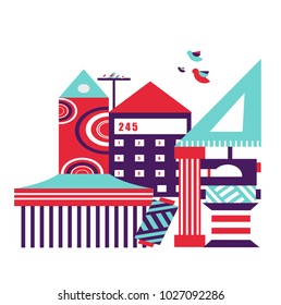 Vector set of school supplies. Back to school background with stationery