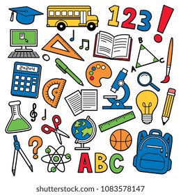 Vector Set Of School Supplies Icons Isolated