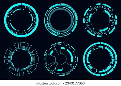 Vector conjunto de imágenes de ciencia ficción elemento de interfaz de usuario moderno. Tecnología abstracta HUD futurista.