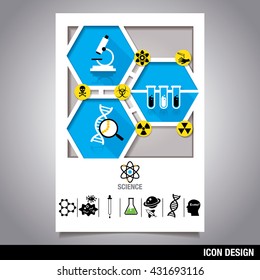 Vector set of science icon, Chemistry icon, sign icon, info graphic icon on photo frame icon.