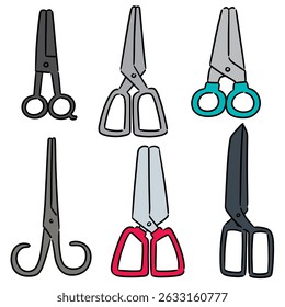 vector set of scissors cartoon