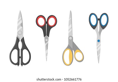 Vector set. Scissors in a flat style.