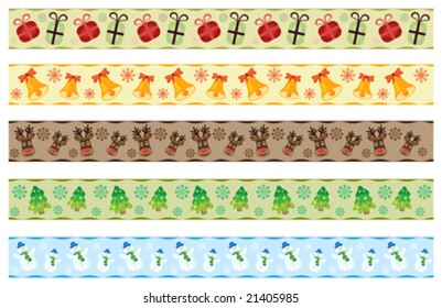 vector set of scrapbook christmas ribbons