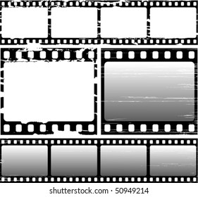vector set of scratched film frame samples