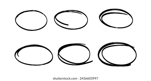 Vector set of scribble doodle frames. Geometric round border isolated on white background