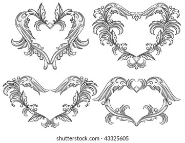 Vector set of scroll design elements.