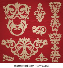 Vector set of scrolls and vignettes in Victorian style. Element for design. It can be used for decorating of invitations, cards, decoration for bags and at tattoo creation.