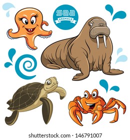 Vector set of sea animals