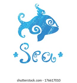 Vector set of sea fauna. Abstract decorative cute illustration. Graphic design elements for print and web