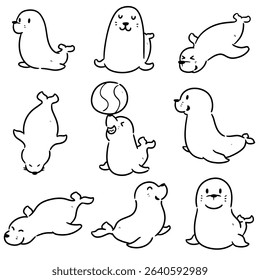 vector set of sea lion