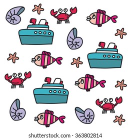 Vector set with sea live