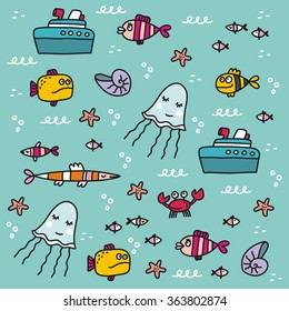 Vector set with sea live